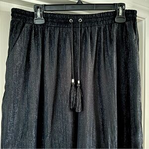 Black Tie Waist Sparky Wide Leg Evening Party Pants Large